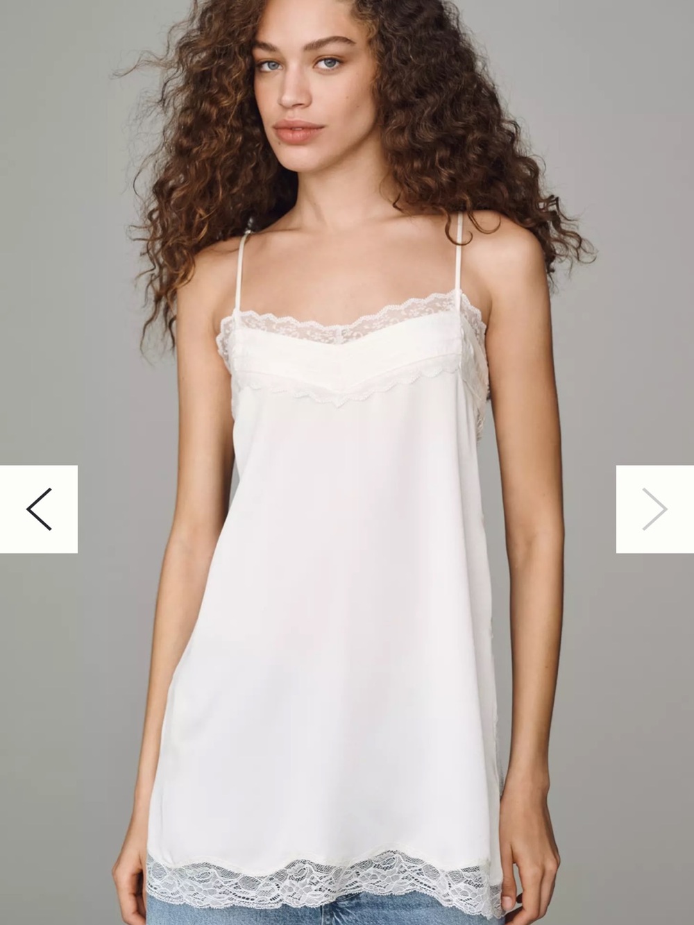 Anthropologie White Lace-Trim Spaghetti Strap Tunic